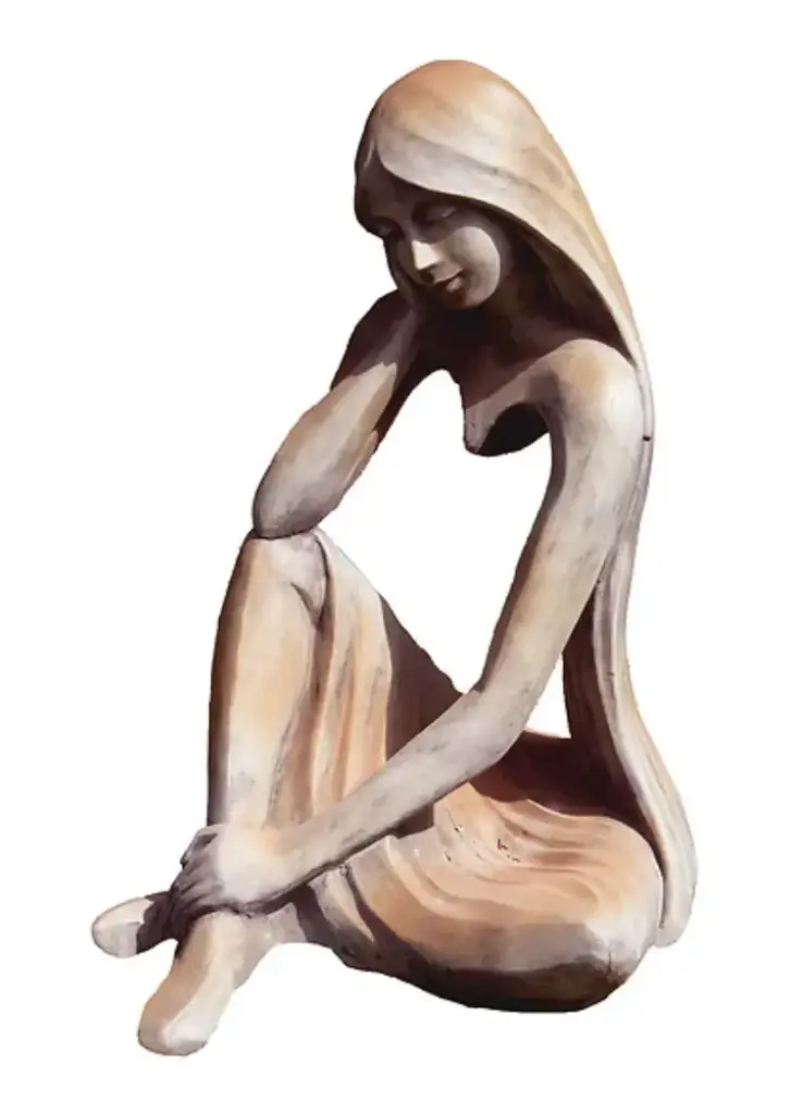 STATUE FEMME PENSANTE 90 CM ROUILLE