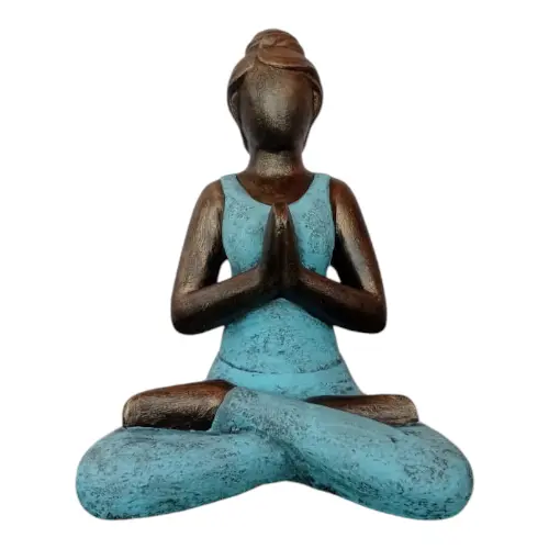 STATUE YOGA NAMASTE 100 CM BLEU