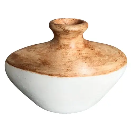 VASE CINTA BEIGE ET BLANC