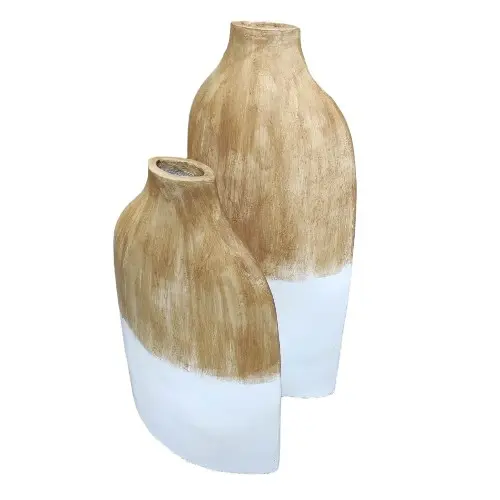 VASE OKA 60 CM BEIGE & BLANC