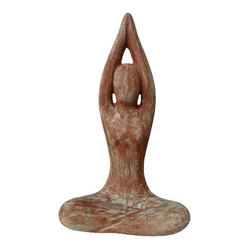 STATUE YOGA SUKHASANA ROUILLE 60CM