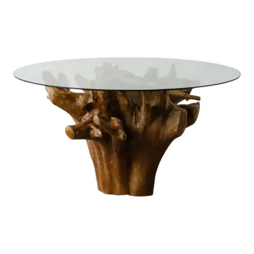 TABLE A MANGER RONDE TECK MAHONI D130CM