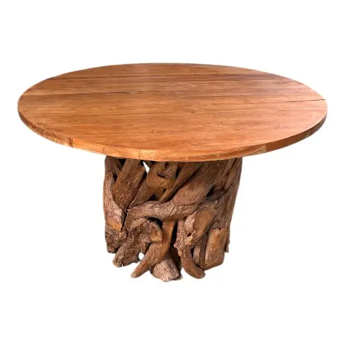 TABLE A MANGER RONDE EN TECK BORNEO : D130CM