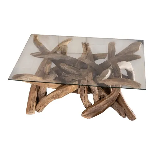[MOBJARTABBASSAN90] TABLE BASSE TECK SANTARA 90 X 60 CM