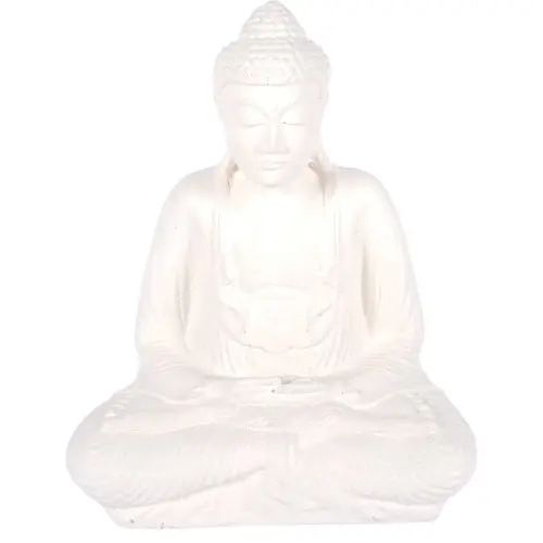 [STABOUMED42BLA] BOUDDHA 42CM BLANC