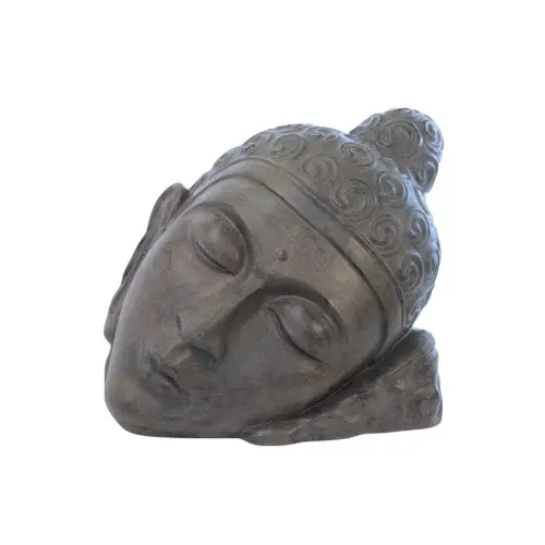 STATUE TETE DE BOUDDHA RELAX 80CM BLANC