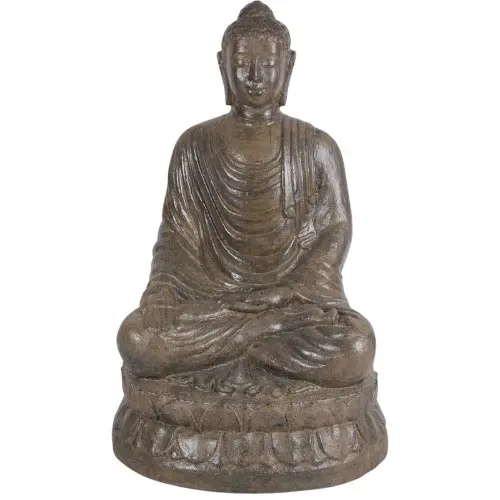 STATUE BOUDDHA ASSIS 100CM GRIS