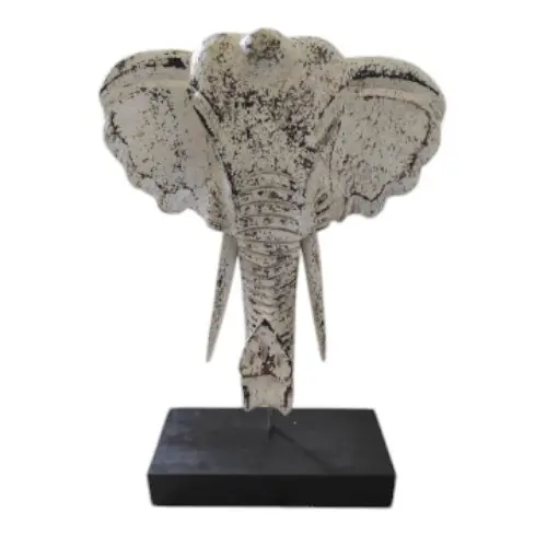 [INTANITETELE25BLA] DECO TETE ELEPHANT BLANC H25 CM