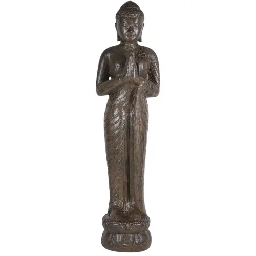 STATUE BOUDDHA PRIERE 150CM GRIS