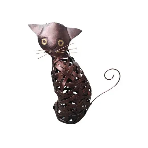 DÉCO CHAT MÉTAL 35 CM EFFET BRONZE
