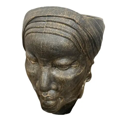 CACHE POT TERRE CUITE FEMME AFRICAINE BRONZE 60 CM