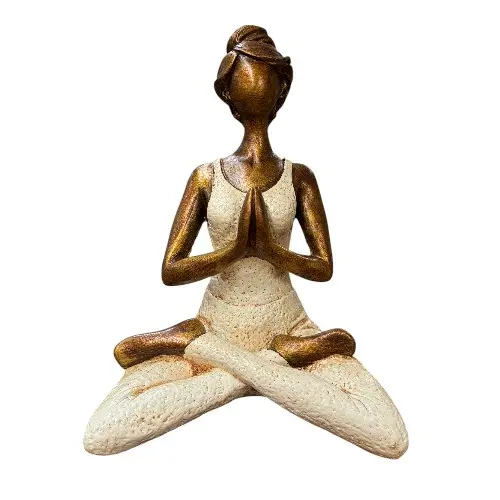 STATUE FEMME YOGA 25 CM BLANC