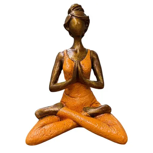 STATUE FEMME YOGA 25 CM ORANGE