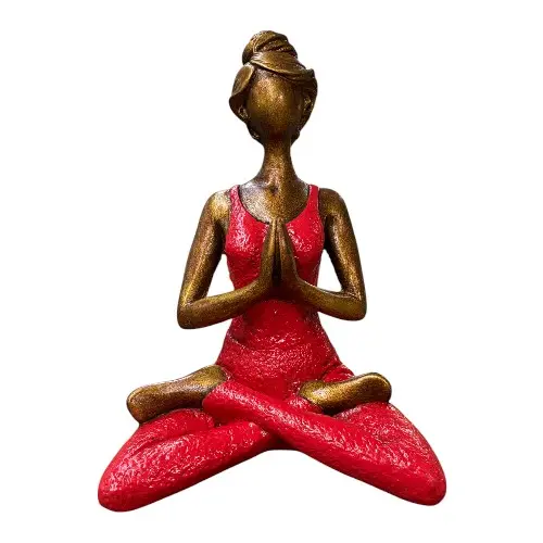 STATUE FEMME YOGA 25 CM ROUGE
