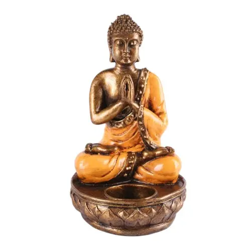 BOUGEOIR BOUDDHA 18 CM ORANGE