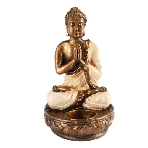 BOUGEOIR BOUDDHA 18 CM BLANC