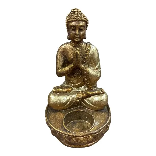 BOUGEOIR BOUDDHA 18 CM DORÉ