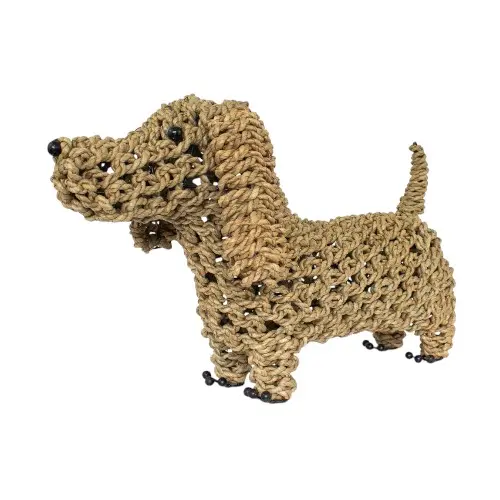 DECO CHIEN EN JONC DE MER 30X40 CM