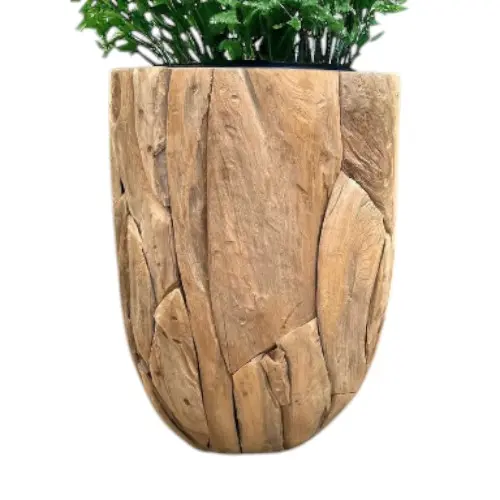 [POTRACTECRON80] CACHE POT EN RACINE DE TECK 80CM