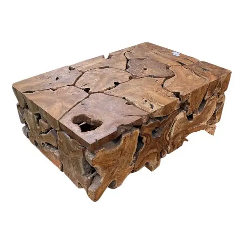 [MOBINTTABBASTECK120X80] TABLE BASSE EN RACINE DE TECK 120 X 80